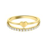 Lucardi Kinder Zilveren goldplated kinderring hart met zirkonia