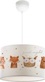 lux.pro Kinder hanglamp Rugby wit met bosdiermotief