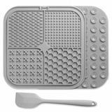 Grijze likmat + spatel - 20 x 20 cm