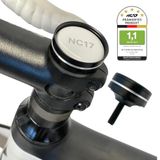 NC-17 AirBox Houder voor Apple AirTag & Motorola Moto Tag, fiets A-headset integratie, CNC-aluminium, diefstalbeveiliging, waterdicht, voor MTB, e-bike, iOS en Android compatibel