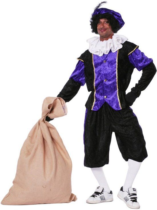 Feestbeest.nl Zwarte Piet Kostuum Zwart/Paars Volwassenen