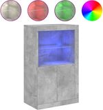 vidaXL Bijzetkast met LED-verlichting, bewerkt hout, betongrijs