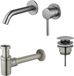Fortifura Calvi Wastafelkraanset - inbouw wastafelkraan - klikwaste plug - verlaagde design sifon - PVD - geborsteld RVS