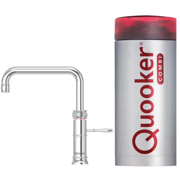 Quooker NL Classic Fusion square kokendwaterkraan opbouw uitloop draaibaar met Combi+ reservoir Chroom 22+CFSCHR