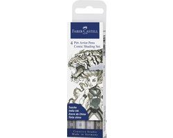 Faber-Castell Pitt Artist Pen Comic - 4-delig - Brushpen - Grijs Assorti