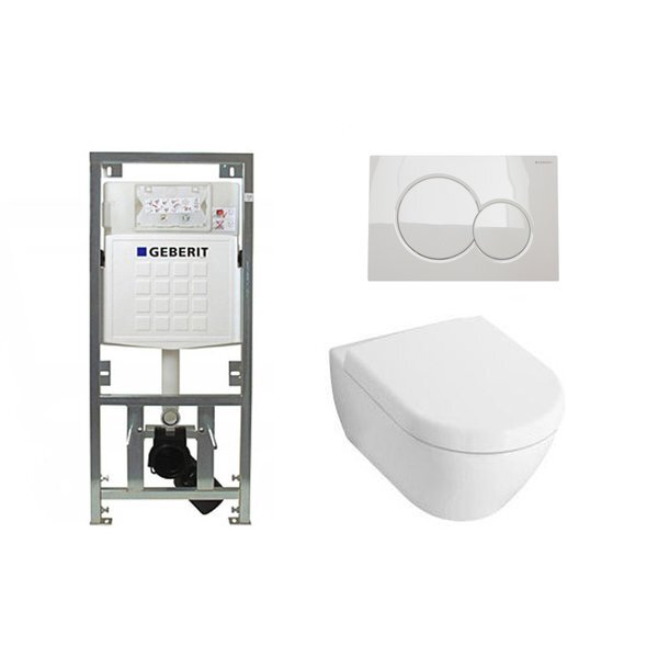 Villeroy & Boch Villeroy en Boch Subway 2.0 Compact met softclose zitting toiletset met geberit inbouwreservoir en sigma 01 drukplaat wit sw6241