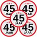 Bellatio Decorations 45 jaar leeftijd sticker - 5x - rond - Dia 15 cm