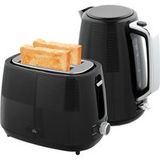 Pangivo Set Petit-déjeuner Bouilloire Électrique 1,7 L Et Grille-pain Noir En Acier Inoxydable 2200w