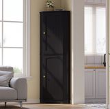 MODFU - Hoekkast Met 2 Deuren En Verstelbare Planken - MDF - Zwart - 42 X 42 X 166 Cm