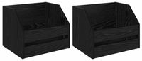 Schwarze Eiche Vinyl-Schallplatten-Box 2 Stück 38 x 30 x 29 cm