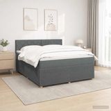 vidaXL Boxspringbed met matras, donkergrijs, 160 x 200 cm, stof