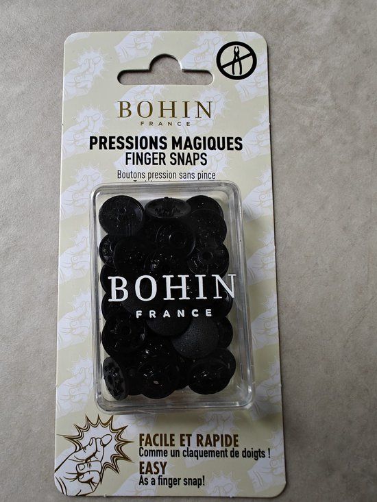 Bohin Magische drukknoop, kunsstof, 13mm. Kleur: Zwart
