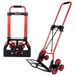 YEAUPE PRO opvouwbare trolley, 50 kg draagvermogen, in hoogte verstelbaar, met trapklimfunctie, wordt geleverd met twee elastische touwen en schuimrubberen handgrepen - rood - drie wielen