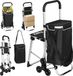 HOMCOM Chariot de courses Tissu Oxford, aluminium 46L x 59,5l x 97H cm Noir