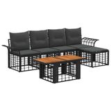 vidaXL Tuinbankenset 6 st Zwart en Donkergrijs poly rattan