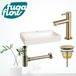 QeramiQ Fuente fonteinset – 38x24x7 cm – keramiek wit glans – kraangat midden – zonder frame