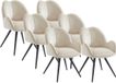 Maison Céphy Set van 6 draaistoelen met armleuningen van stof en zwart metaal - Beige - GULSUN
