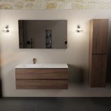 Mondiaz Aivy meuble de salle de bain - 120x45x50cm - 1 trou de robinet - 1 lavabo talc Solid surface - Gauche - 2 tiroirs - Sans miroir - Mélamine Mocha
