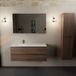 Mondiaz Aivy meuble de salle de bain - 120x45x50cm - 1 trou de robinet - 1 lavabo talc Solid surface - Gauche - 2 tiroirs - Sans miroir - Mélamine Mocha
