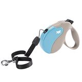 Ferplast Uitschuifbare Hondenriem AMIGO MEDIUM, Hondenriem voor middelgrote honden tot 25 kg, snoer max. 5 m. Enkele vergrendel- en ontgrendelingsknop, beige, lichtblauwe kap