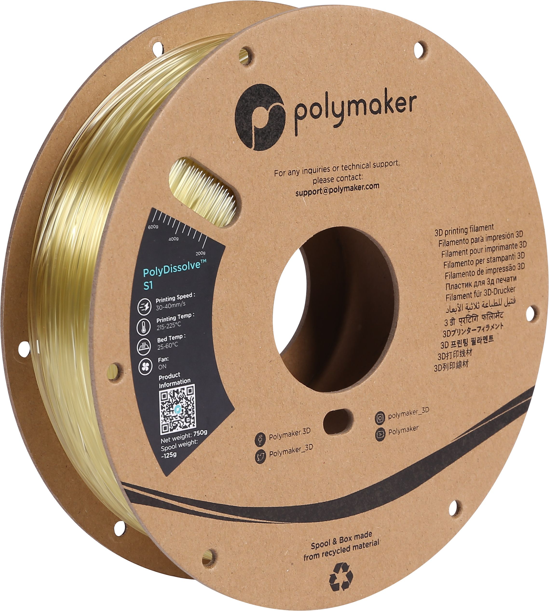 Polymaker PVA 3D Printer Filament - 1.75mm - 750g