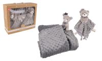 DODO D'AMOUR Set Knuffeldoekje en Dekentje Beer Grijs