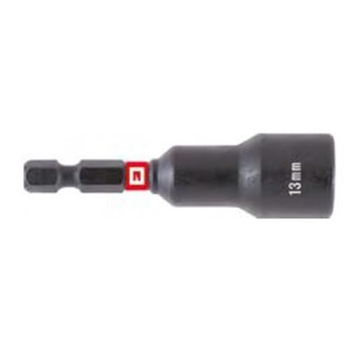 Einhell Magnetische impact-zeskantige dopsleutel met 1/4 inch E 6,3 schacht, 13 mm, chroom vanadium, torsiezone, permanente magneet, rode gekleurde ring