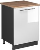 Vicco Keukenonderkast Fame-Line, Wit Hoogglans/Antraciet, 60 cm 1 deur met werkblad