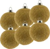 Merkloos / Sans marque Cotton Balls Kerstballen Goud - 6 stuks - Katoen - 6,5 cm