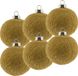 Merkloos / Sans marque Cotton Balls Kerstballen Goud - 6 stuks - Katoen - 6,5 cm