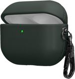 kwmobile Kunstleren hoes voor Apple Airpods Pro 2 / Pro 1 – Slim cover met karabijnhaak – Opbergtasje voor oordopjes – Etui in donkergroen