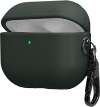 kwmobile Kunstleren hoes voor Apple Airpods Pro 2 / Pro 1 – Slim cover met karabijnhaak – Opbergtasje voor oordopjes – Etui in donkergroen