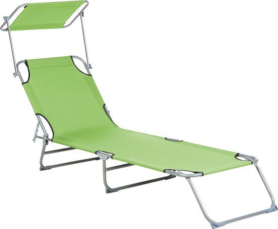 Beliani FOLIGNO Strandstoel - Groen - Polyester - Met Zonnedak