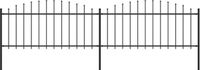 vidaXL - Tuinhek - met - speerpunt - staal - 337x75 - cm - zwart
