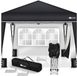 Tillvex Paviljoen, 3 x 3 m, waterdicht, pop-upvouwtent, in hoogte verstelbaar, tuintent, uv-bescherming 50+, partytent met tas (zwart, met 2 zijpanelen)