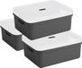 Sunware Opbergbox Sigma - 3 pièces - 24 litres - Anthracite - Plastique - Couvercle transparent - 45x35x18 cm