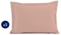 LOVELY HOME Set de 2 taies d'oreiller - Coton - Rose - 60 x 80 cm