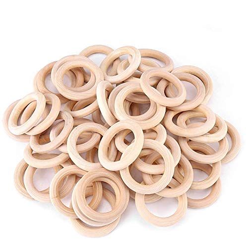 Ejoyous 50 stuks houten ringen, natuurlijke houten ringen zonder kleur, glad onafgewerkte houten cirkels voor handwerk bijtring, hangers, sieraden, maken van sieraden (50 mm)
