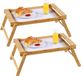 Kesper Bamboe dienblad - Set van 2 - 33 x 55 cm - met inklapbare poten - Ontbijt op bed