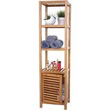 BAKAJI Kolom badkamerkast, hout, natuurlijk bamboe, 36 x 33 x 140 cm