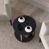 en.casa Bijzettafel Ves rond met onderblad Ø42x49 cm grijs en houtkleurig