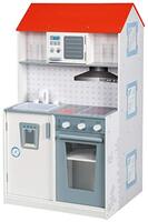 Roba Speelhuis en keuken 2 in 1, voorkant speelhuis incl. 6 actieve ruimtes, achterkant kinderkeuken incl. gootsteen, kraan, magnetron, fornuis, grill, koelkast, meerkleurig