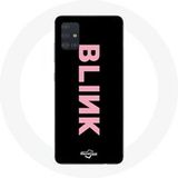 Maniacase Hoesje voor Samsung Galaxy A51 4G Blink Fandom Blackpink Pink Logo Zwarte Achtergrond