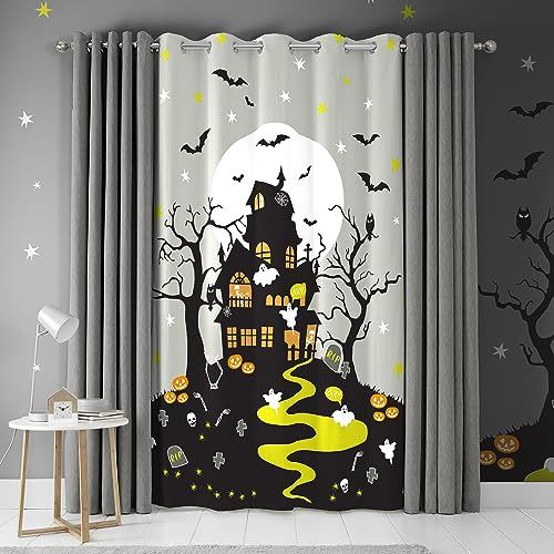 Bedlam Haunted House Glow in the Dark Oogje Door Curtain - 54" x 84" - Gray