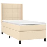 VidaXL Boxspringbed met Matras en LED-verlichting, Stof, Crèmekleurig, 160x200 cm