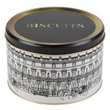 Urban Living Koektrommel - voorraadblik Biscuits - Versailles - metaal - wit/zwart - 17 x 11 cm