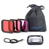 SOONSUN 4-Pack duikfilter voor GoPro Hero 5 6 7 Black Officiële behuizing Case - Rood, Lichtrood, Magenta, 5X Close-up Macrofilters