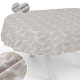 Lurex ANRO Lurex Tafelkleed, afwasbaar, teflon gecoat, onderhoudsvriendelijk, lotuseffect, vuil- en waterafstotend, kate, bloemen, bladeren, ovaal, 180 x 140 cm, snijrand, goud
