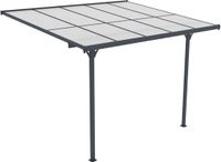 Nordic ProStore Fornorth Terrasoverkapping 313x254x220-260cm donkergrijs aluminium polycarbonaat dak verstelbaar dak aanbouw