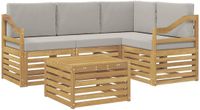 vidaXL Hoek loungeset 5-delig Wit en Lichtgrijs Polyester Inclusief Tafel